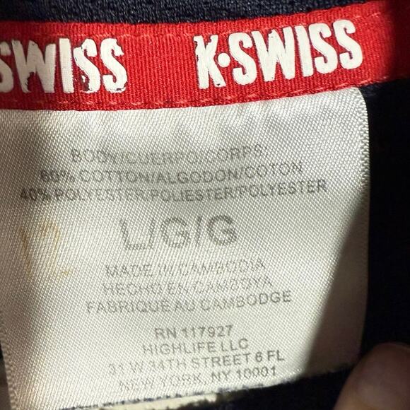 Vintage K-Swiss Terry Cloth Logo Emblem Blue Red Streetwear Hoodie Sz large Y2K - Picture 4 of 5
